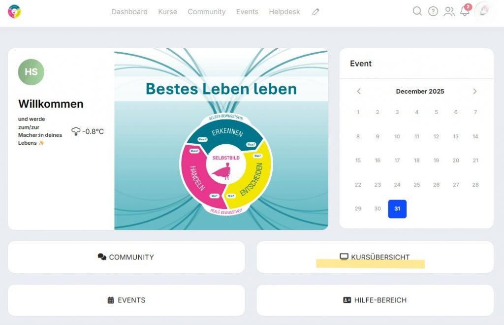 Kursübersicht Bestes Leben leben